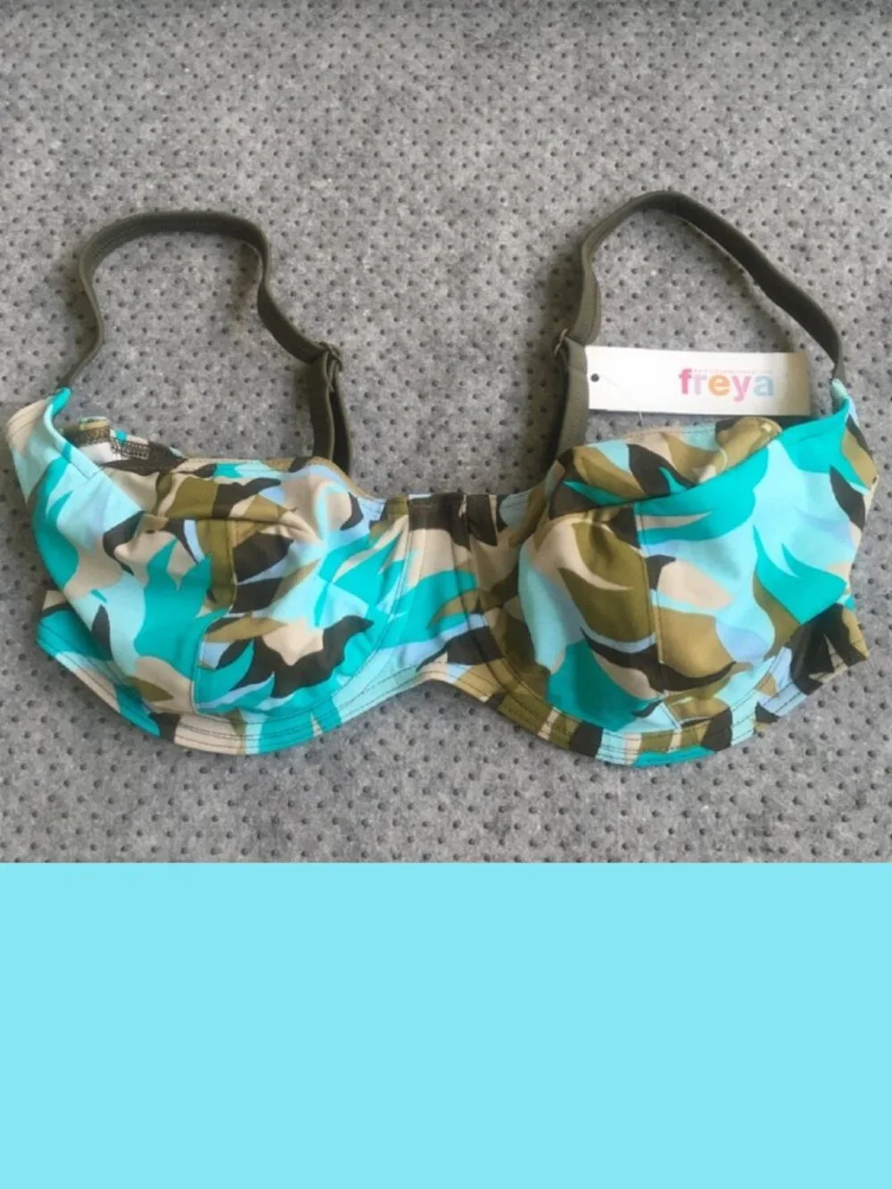 NWT Size 38E Freya 9798JU Jungle Print Bikini Top in Panama Cooler Aqua Camo